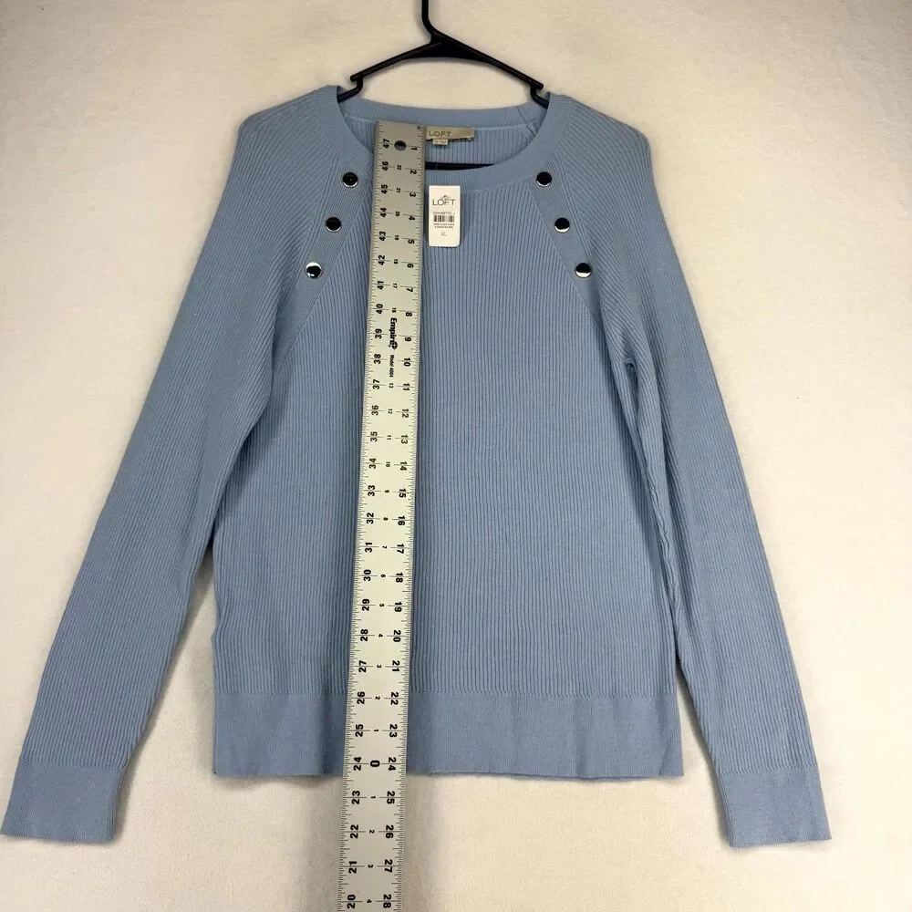 Loft Light Blue Sweater with Gold Buttons Womens Size XL NEW WITH‎ TAGS - Picture 10 of 10